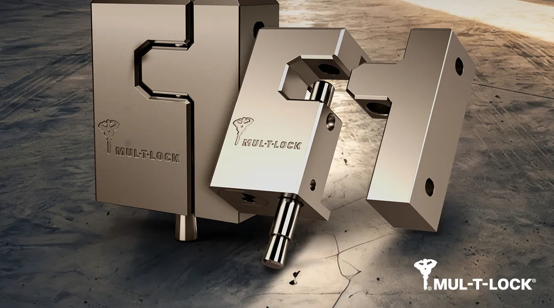 Mul-T-Lock HaspLock, padlock and hasp in one hardened steel unit
