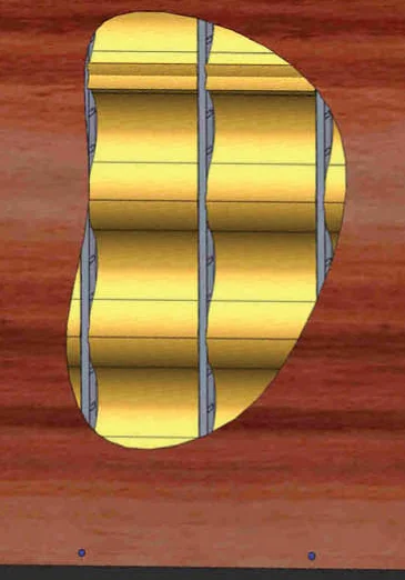 Internal horizontal and vertical steel reinforcement inside an RB door